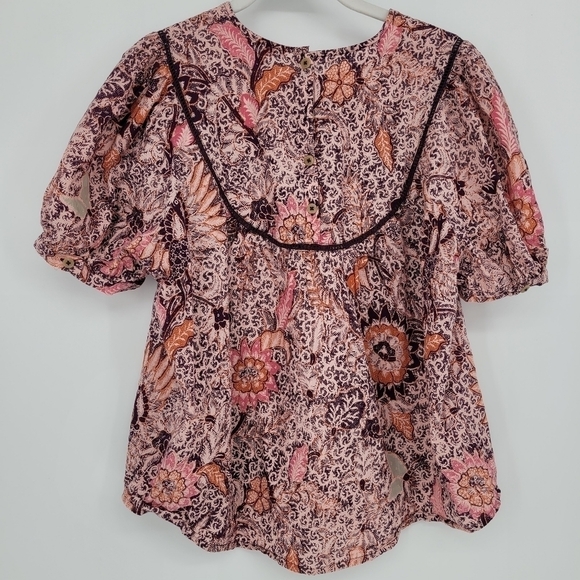 MADEWELL yoked short puff sleeve top in Bali bloom size Medium - Picture 3 of 9